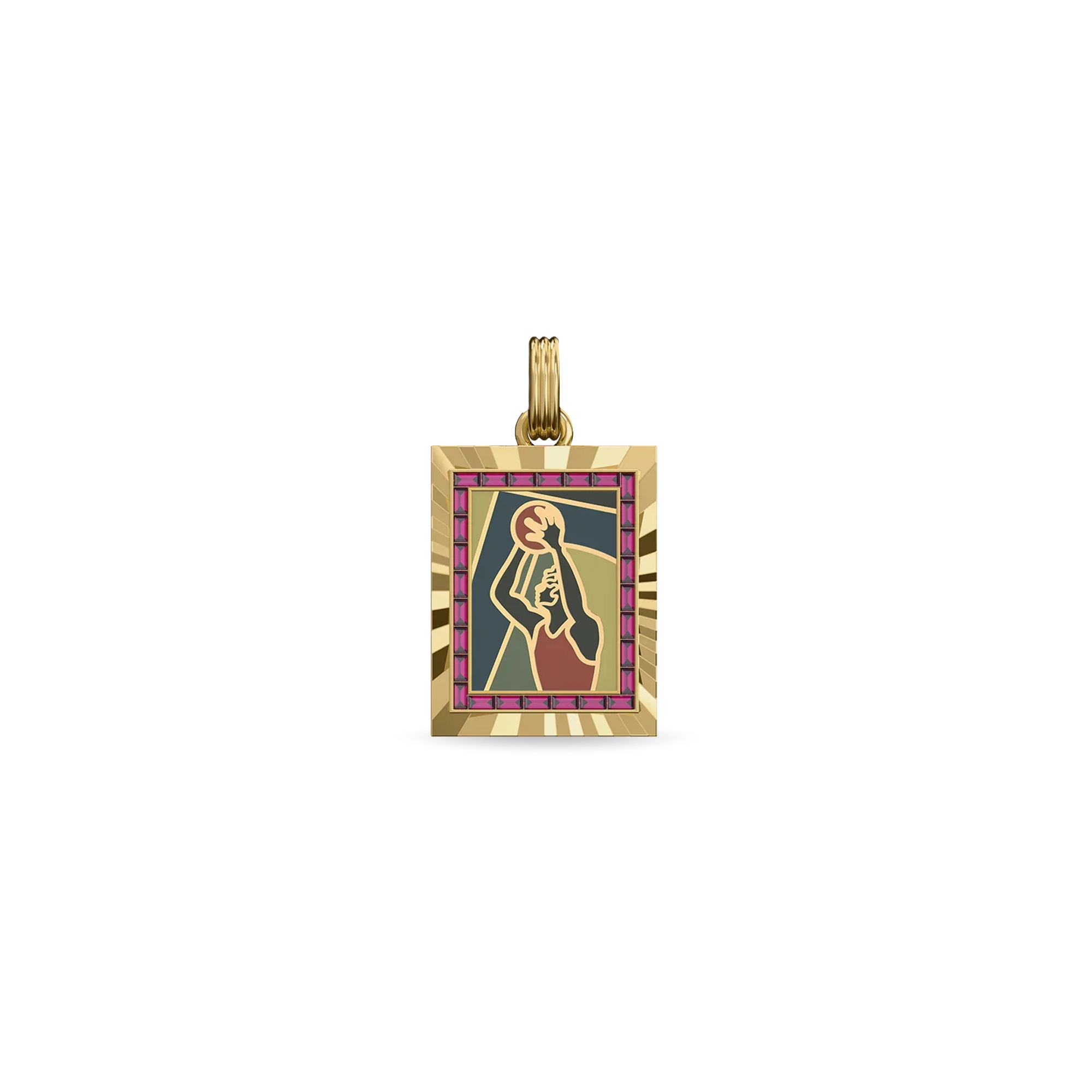 Victory Emblem Basketball Gemstone Pendant - PASCAL