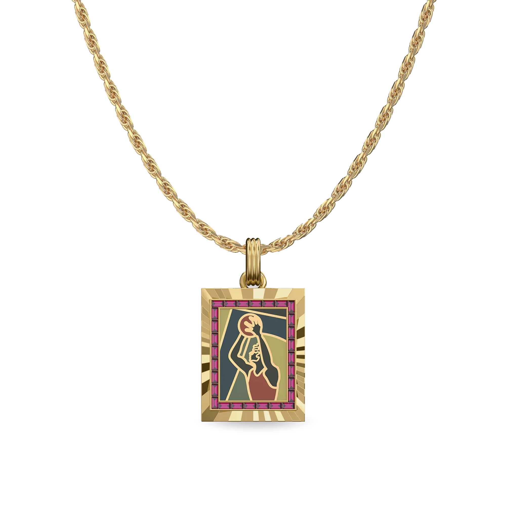 Victory Emblem Basketball Gemstone Pendant - PASCAL