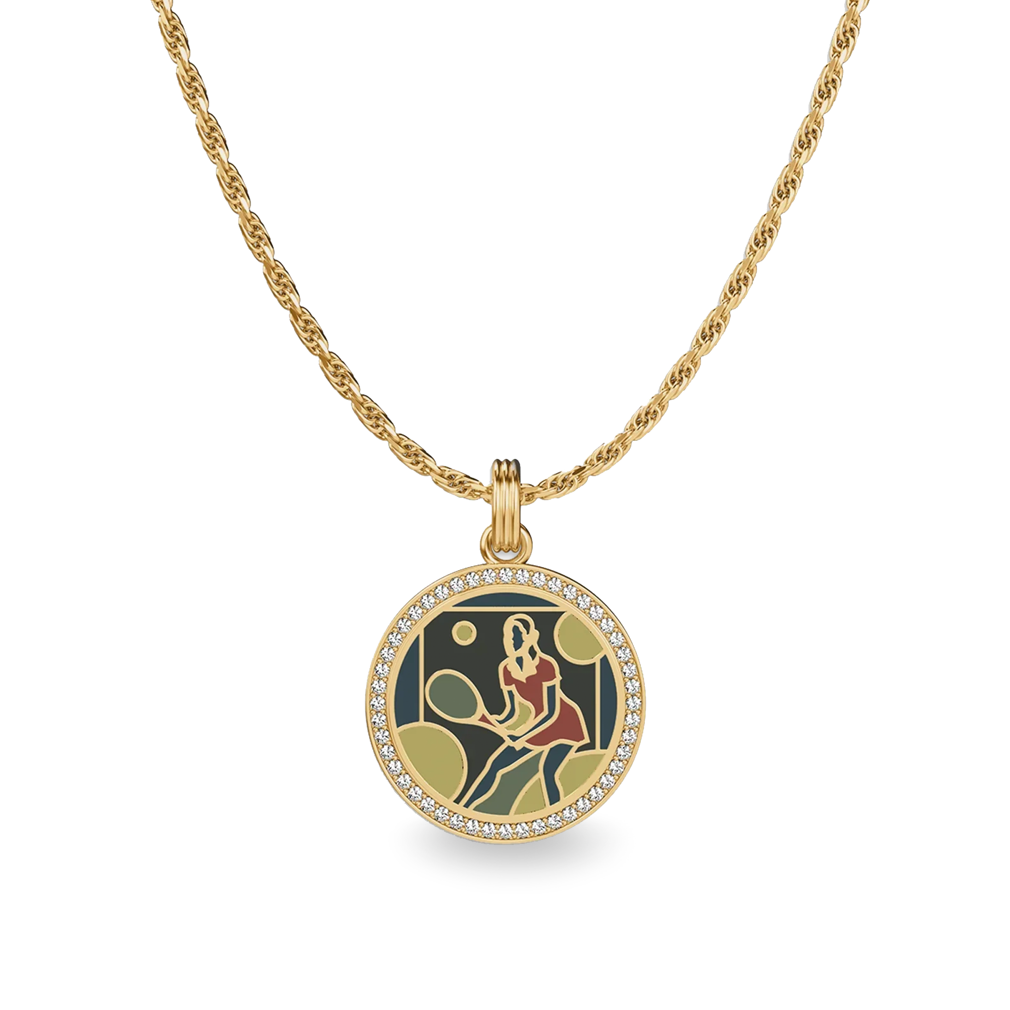 Victory Emblem Tennis Diamond Pendant - PASCAL