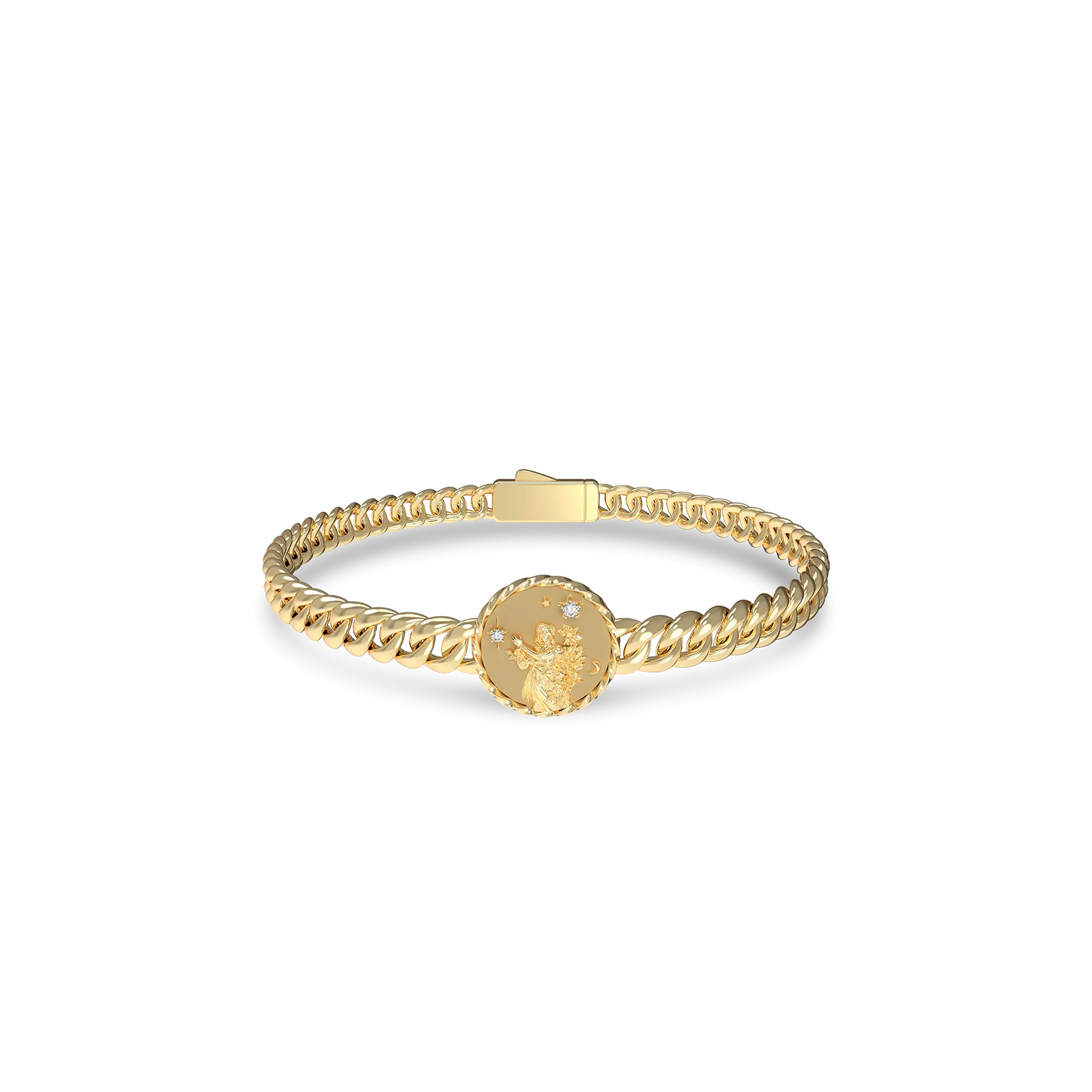 Virgo Amulet Cuban Bracelet - PASCAL#color_18k-yellow-gold-vermeil