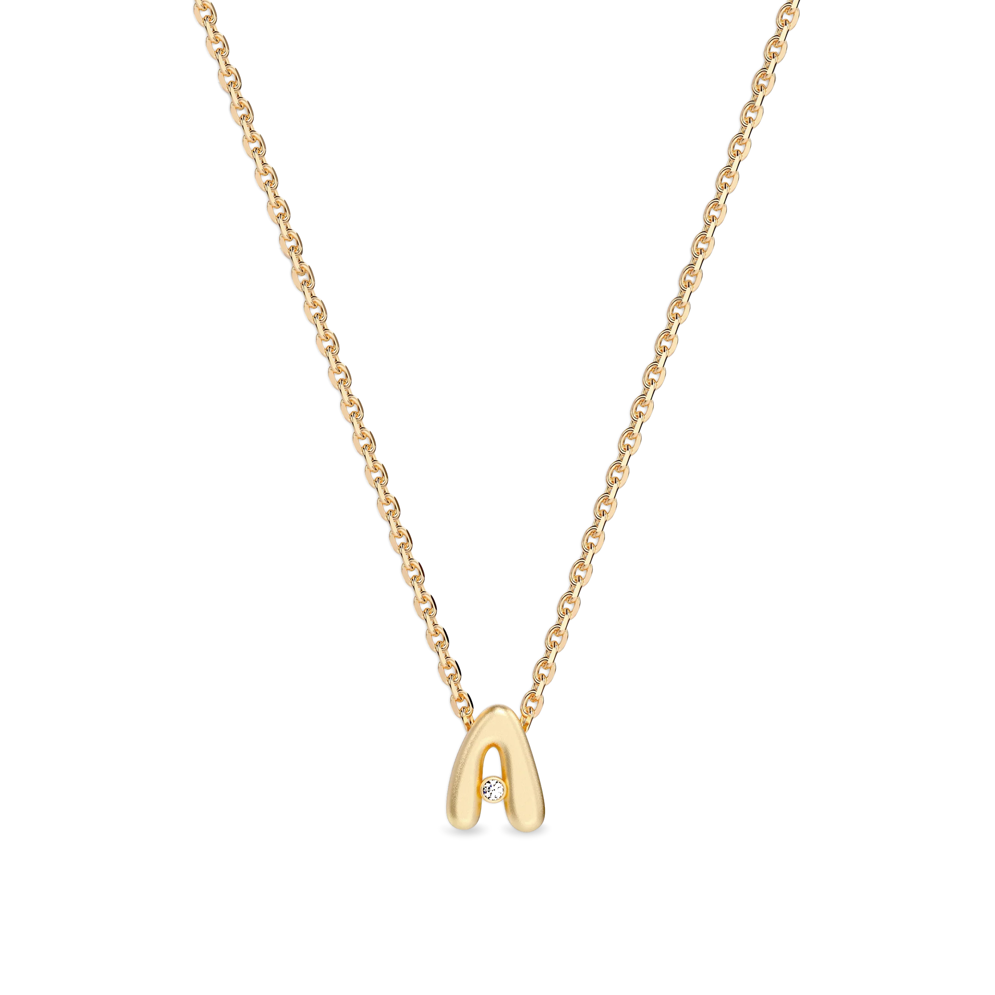 Sparkle Bubble Diamond Initial Necklace- PASCAL