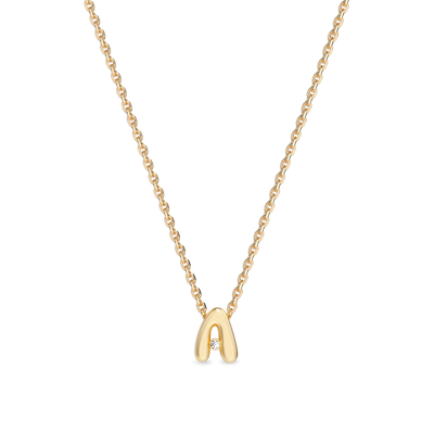 Sparkle Bubble Diamond Initial Necklace- PASCAL