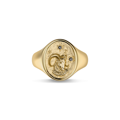 'Zodiac' Diamond Signet Ring, Aries