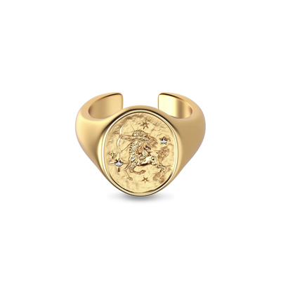 Anel de sinete 'Zodiac' com diamante, Sagitário