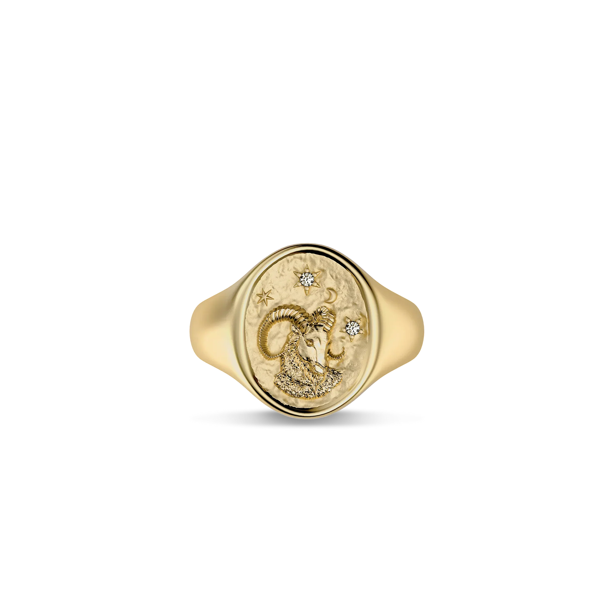 Zodiac Diamond Signet Ring, Aries - PASCAL