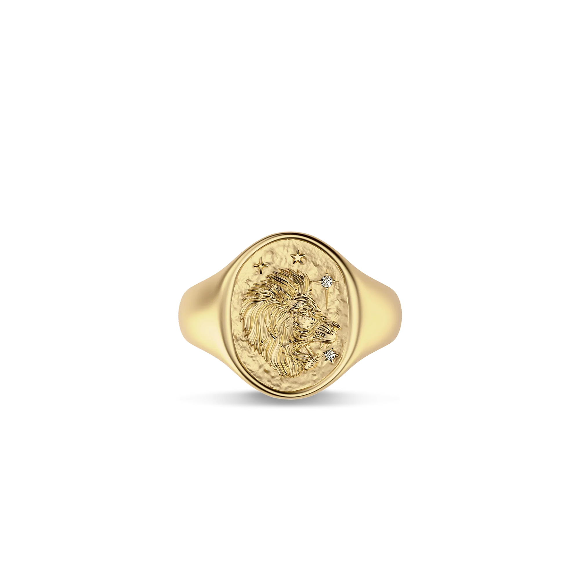 Zodiac Diamond Signet Ring, Leo - PASCAL