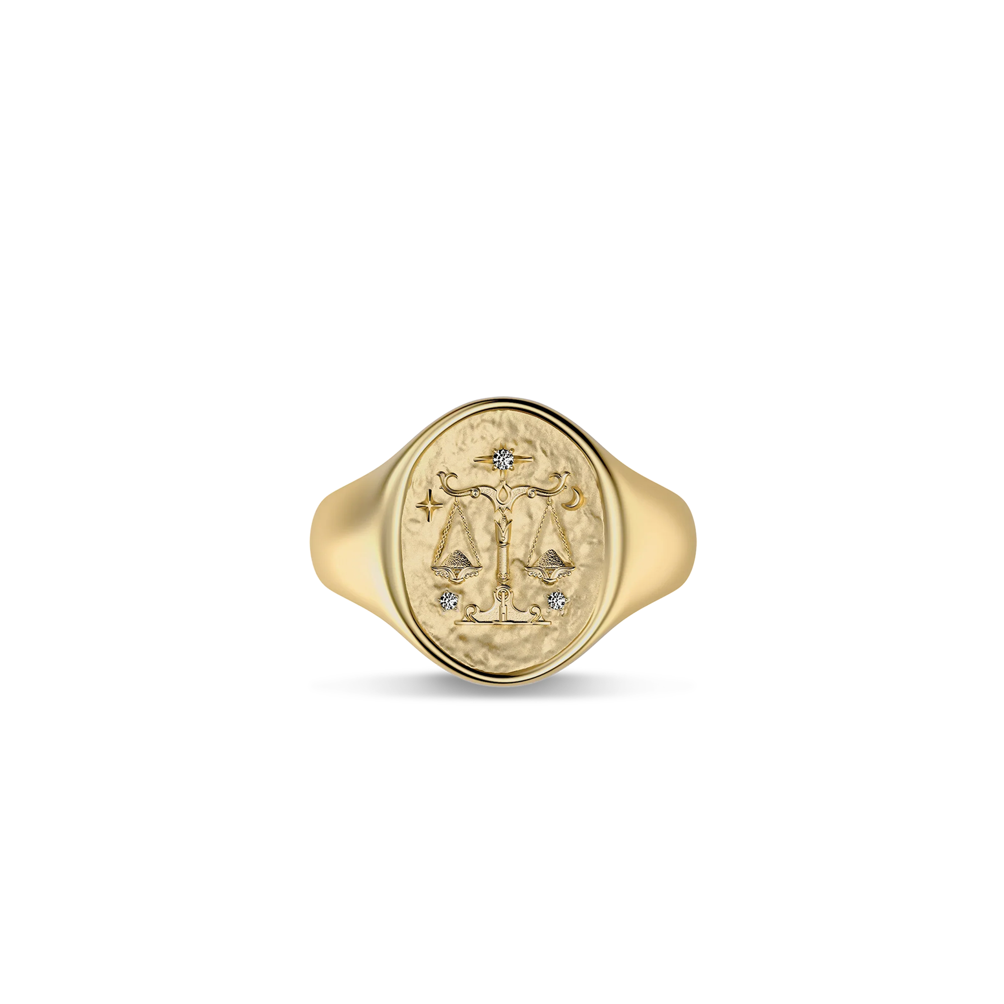Zodiac Diamond Signet Ring, Libra - PASCAL