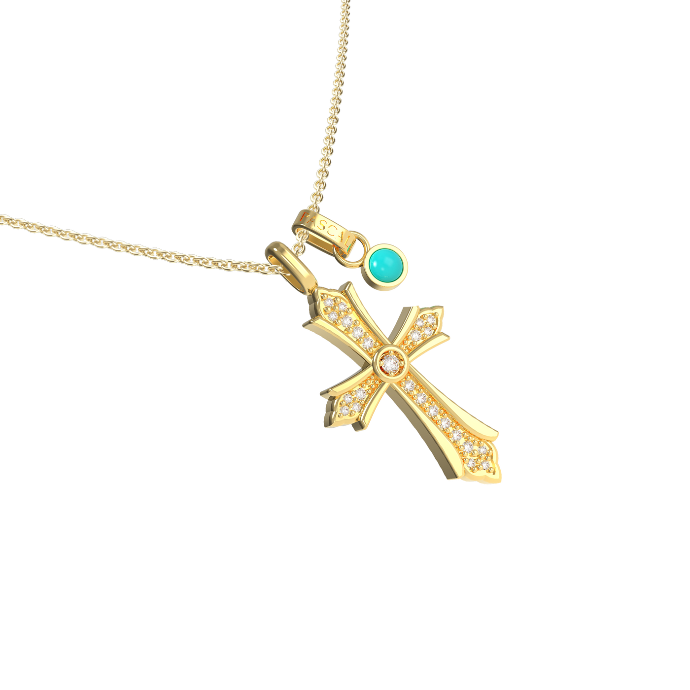 Faith Energy Cross Pingente de Diamante Com Turquesa