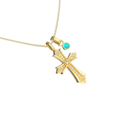 Faith Energy Cross Diamond Pendant With Turquoise