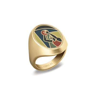 'Victory Emblem' Basketball Diamond Signet Ring