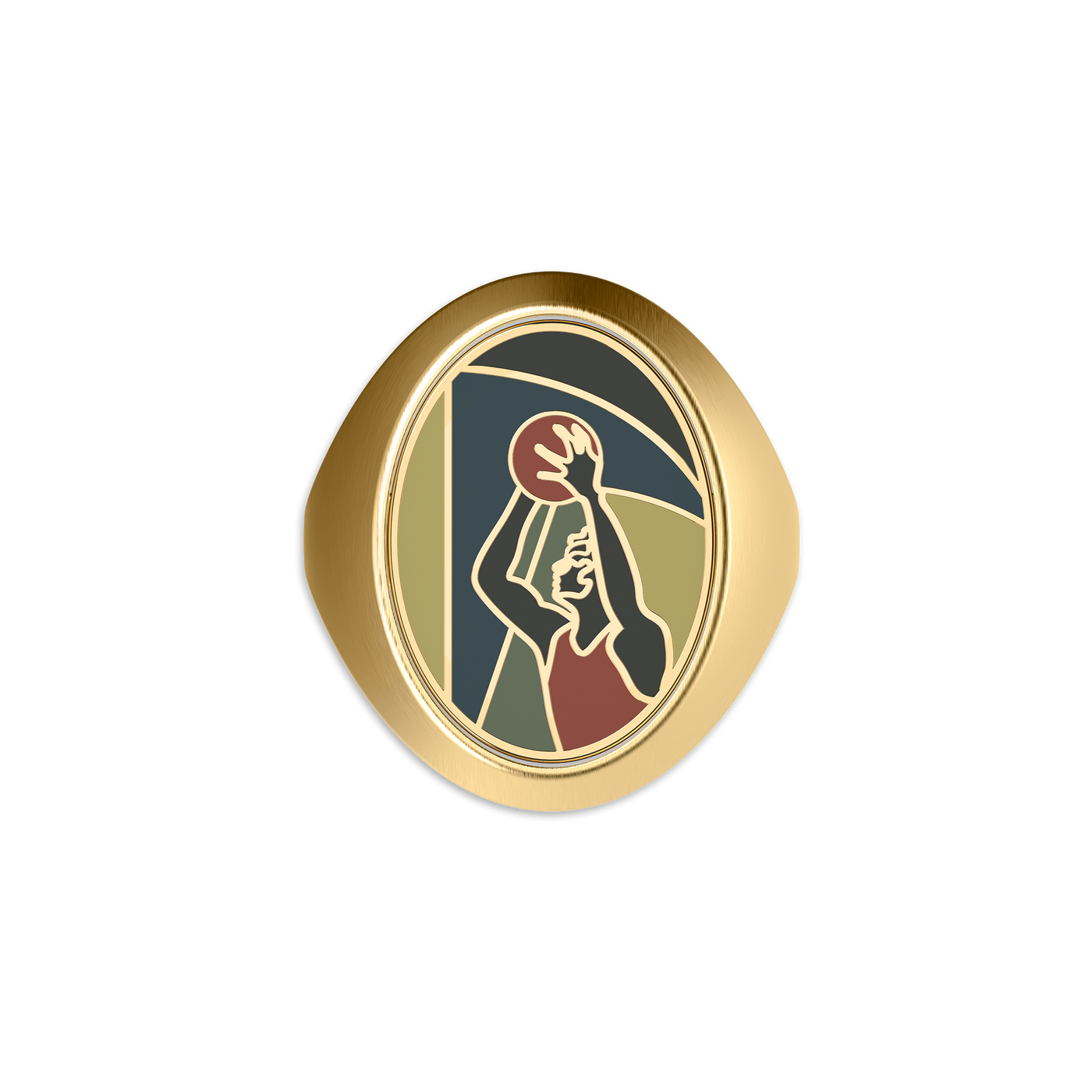 'Victory Emblem' Basketball Diamond Signet Ring