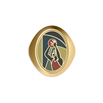 'Victory Emblem' Basketball Diamond Signet Ring