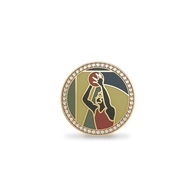 'Victory Emblem' Basketball Diamond Brooch