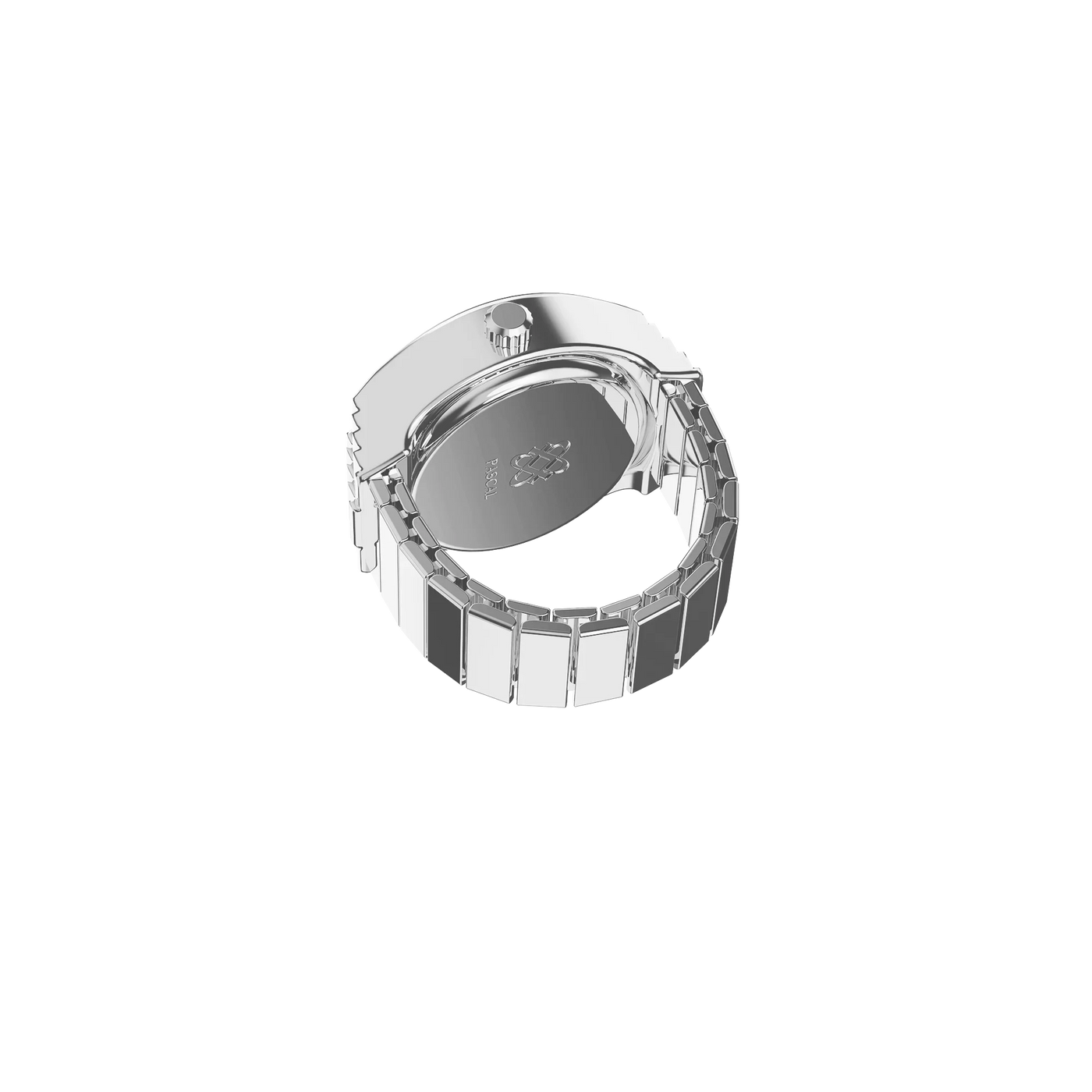 Luxe Classic Diamond Watch Ring Silver Serenade – Men’s bold silver finger watch ring with quartz precision, combining durability and high-end fashion | Pascaldesign