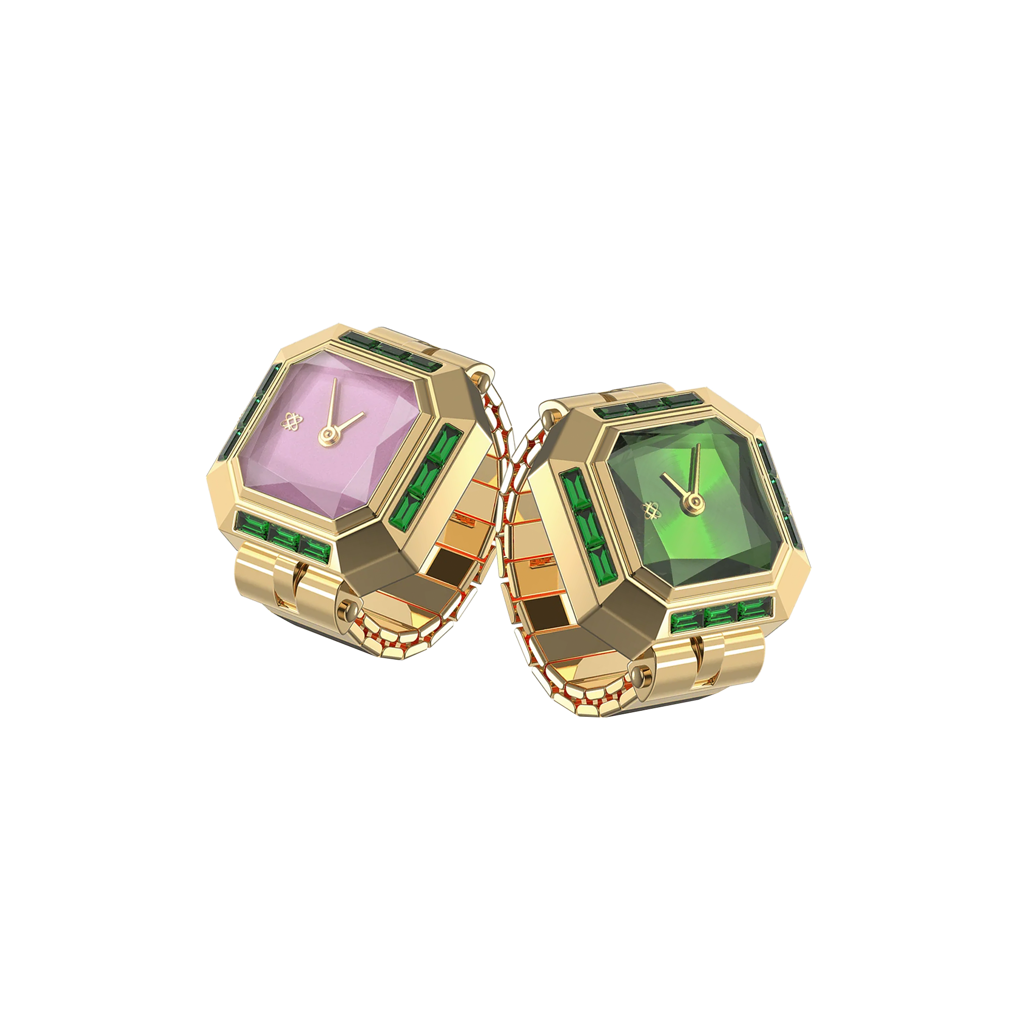 Sofia Diamond Watch Ring Blueberry Fondant & Tequila Martini, pink dial finger watch with gemstone details, a romantic women’s timepiece ring | PascalDesign