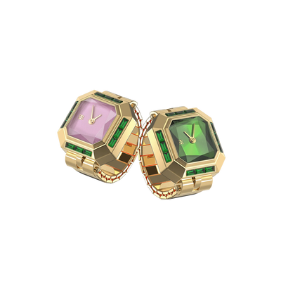 Sofia Diamond Watch Ring Blueberry Fondant & Tequila Martini, pink dial finger watch with gemstone details, a romantic women’s timepiece ring | PascalDesign