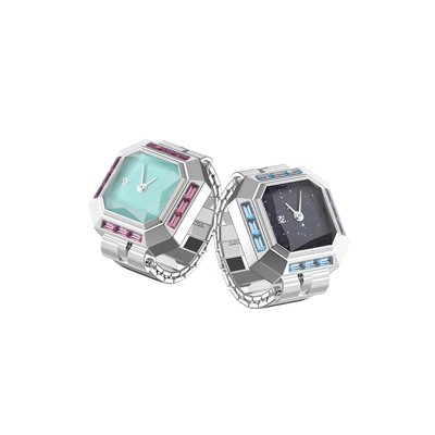 Sofia Diamond Couple Watch Rings Mint Chocolate & Starry Night, matching finger watches for couples, perfect for anniversaries or romantic gifts | PascalDesign