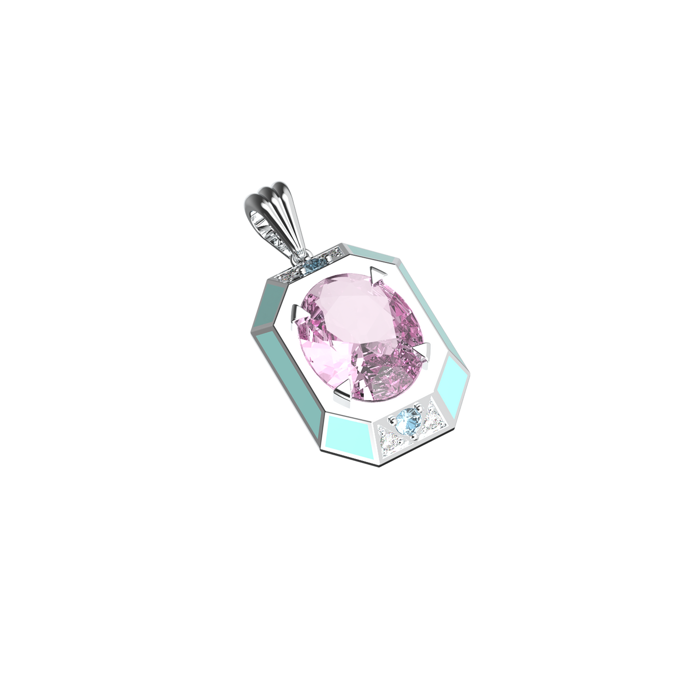 Artdeco Prism Diamond Pendant (Blue & Pink)