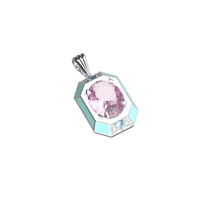 Artdeco Prism Diamond Pendant (Blue & Pink)