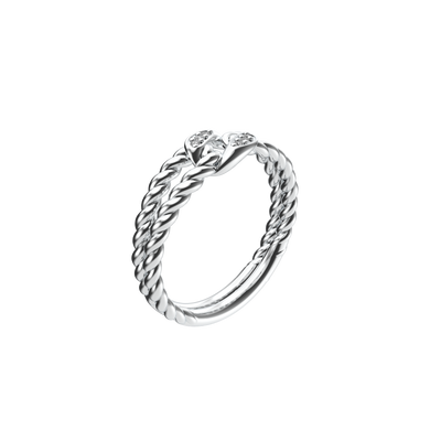 Alltäglicher weißer Diamant-Knotenseilring