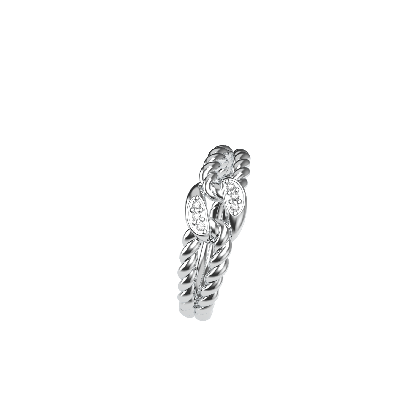 Bague corde à nœud en diamant blanc de tous les jours