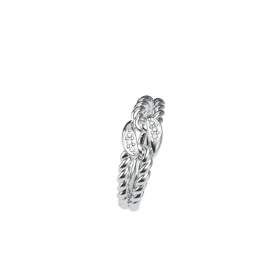 Alltäglicher weißer Diamant-Knotenseilring