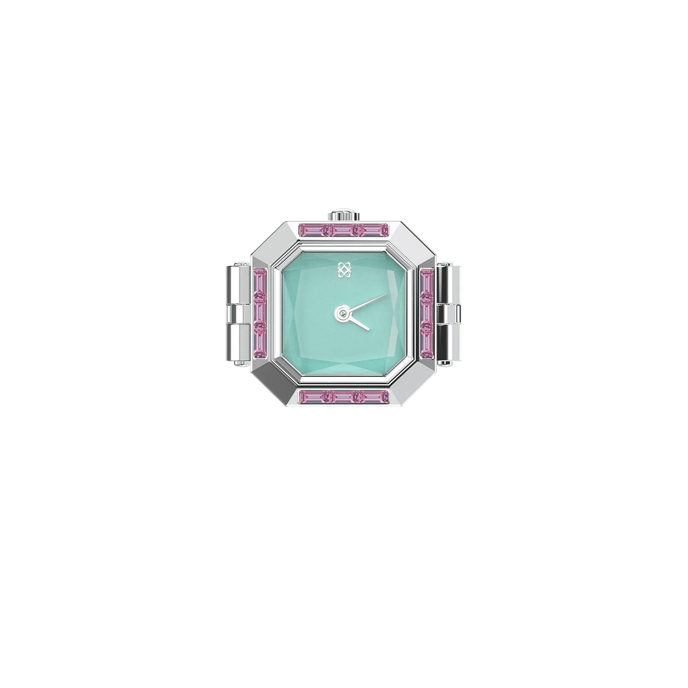 Sofia Prism Watch Ring Mint Chocolate - Silver Ring Watch with Comfortable Expansion Band, Suitable for Various Finger Sizes (US6-US10) | Pascaldesign