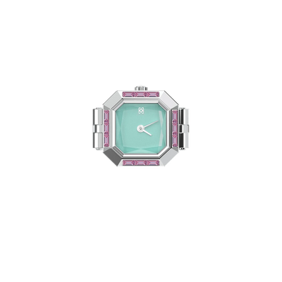 Sofia Prism Watch Ring Mint Chocolate - Silver Ring Watch with Comfortable Expansion Band, Suitable for Various Finger Sizes (US6-US10) | Pascaldesign