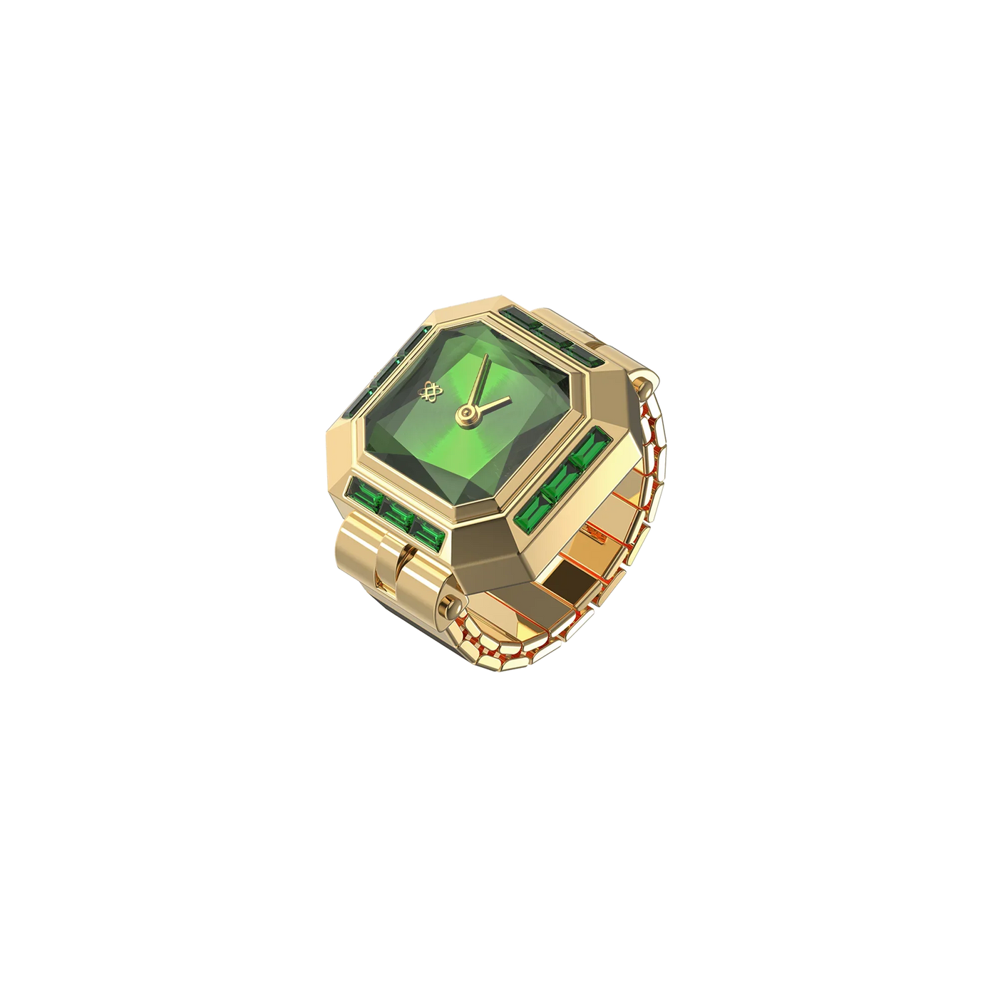 Sofia Diamond Watch Ring Tequila Martini, green dial finger watch with gold-plated case, suitable for men’s stylish looks | PascalDesign