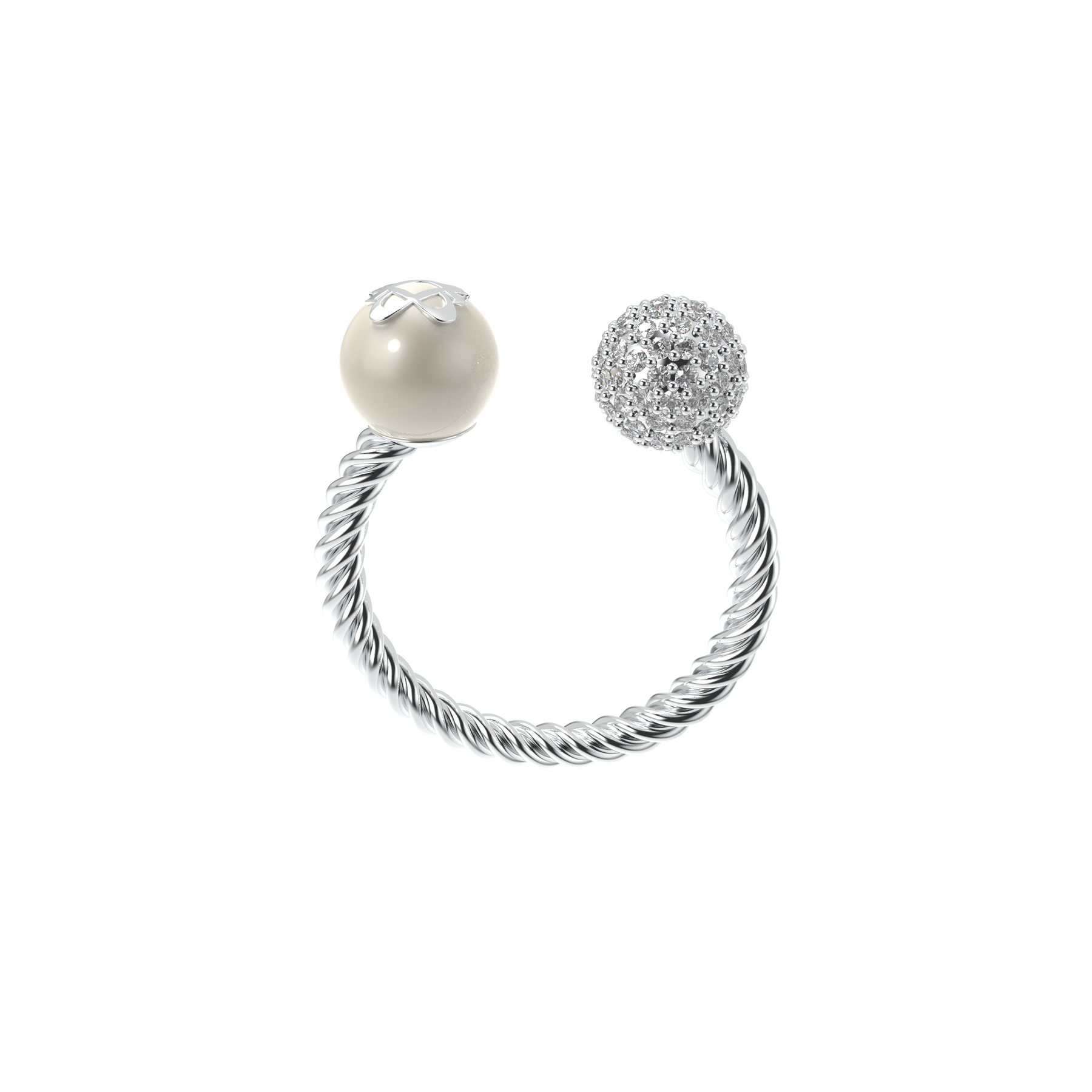 Dual White Diamond Open Ring, 1.3mm | Pascal Official