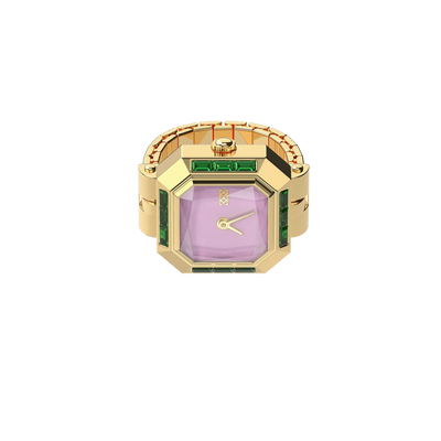 Sofia Prism Watch Ring Blueberry Fondant - Thoughtful Gift for Her, Gold Ring Watch with Captivating Pink Dial for Special Moments | Pascaldesign